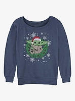 Star Wars The Mandalorian Galactic Holiday Wreath Girls Slouchy Sweatshirt
