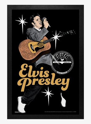 Sun Records Elvis Acoustic Guitar Framed Wood Wall Art