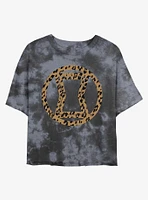 Marvel Black Widow Icon Leopard Fill Womens Tie-Dye Crop T-Shirt