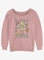 Disney Tinker Bell Floral Frame Girls Slouchy Sweatshirt