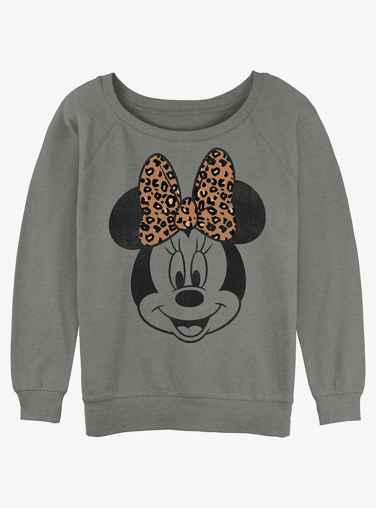 Disney Minnie Mouse Leopard Bow Girls Slouchy Sweatshirt
