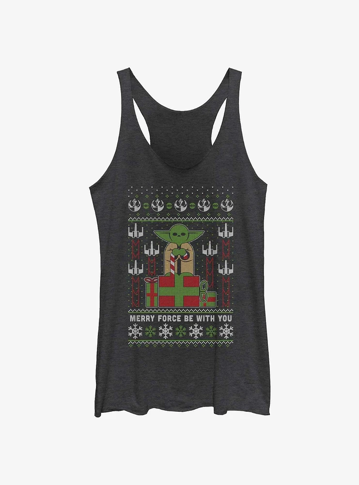 Star Wars Yoda Ugly Christmas Girls Tank