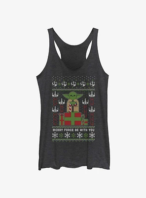 Star Wars Yoda Ugly Christmas Girls Tank