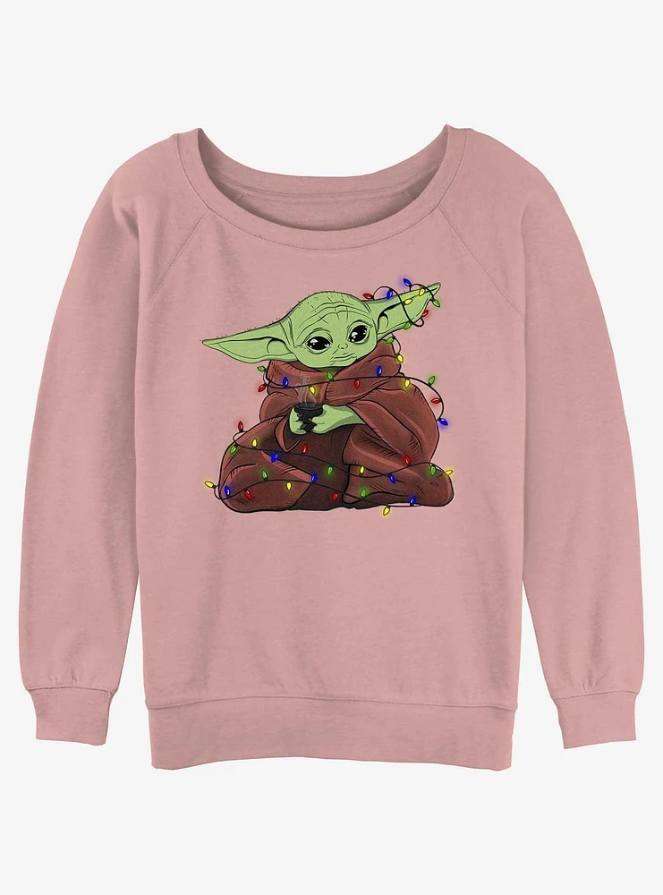 Star Wars The Mandalorian Grogu Lights Girls Slouchy Sweatshirt