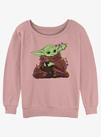 Star Wars The Mandalorian Grogu Lights Girls Slouchy Sweatshirt