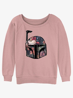 Star Wars Boba Floral Helmet Girls Slouchy Sweatshirt