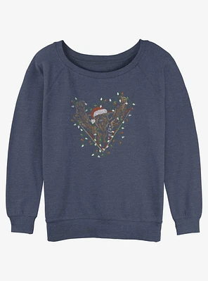 Star Wars Chewie Christmas Lights Girls Slouchy Sweatshirt