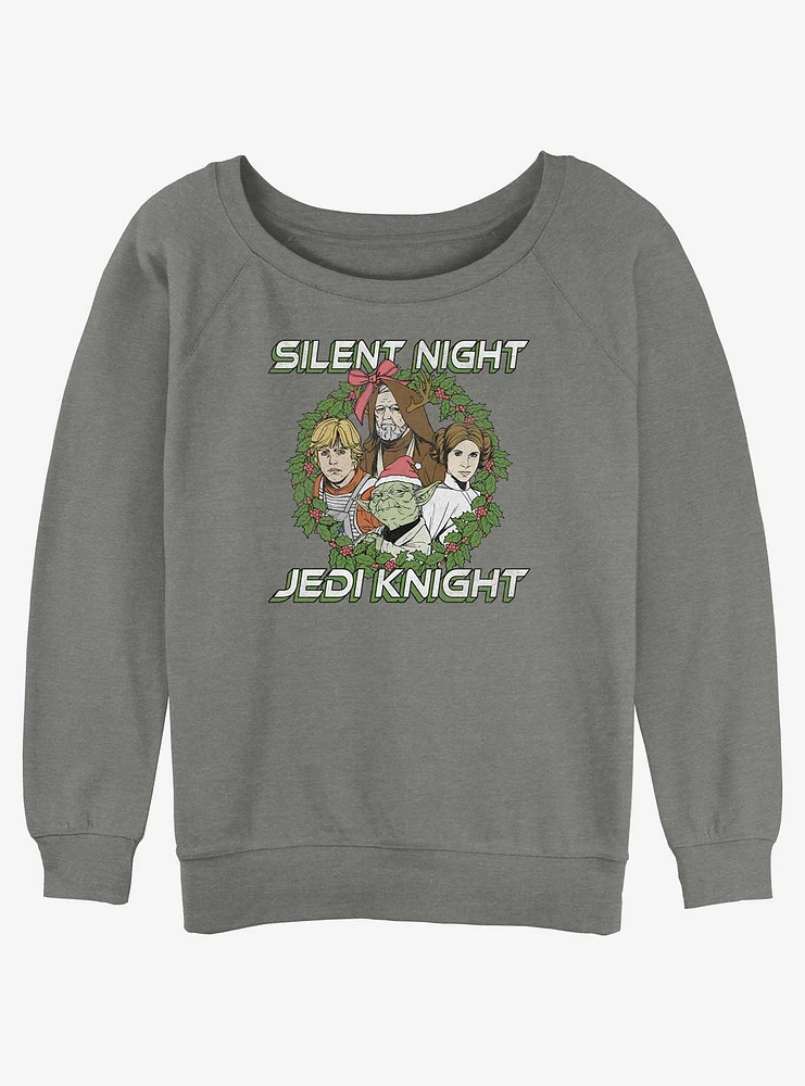 Star Wars Silent Night Jedi Knight Christmas Wreath Girls Slouchy Sweatshirt