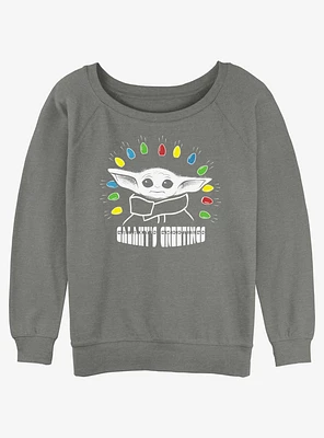 Star Wars The Mandalorian Child of Christmas Lights Girls Slouchy Sweatshirt