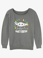 Star Wars The Mandalorian Child of Christmas Lights Girls Slouchy Sweatshirt