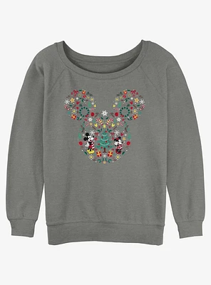 Disney Mickey Mouse & Minnie Holiday Icon Ear Fill Girls Slouchy Sweatshirt