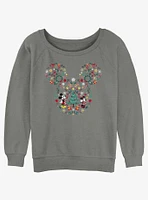 Disney Mickey Mouse & Minnie Holiday Icon Ear Fill Girls Slouchy Sweatshirt