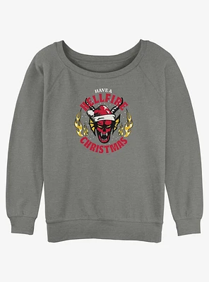 Stranger Things Hellfire Christmas Girls Slouchy Sweatshirt