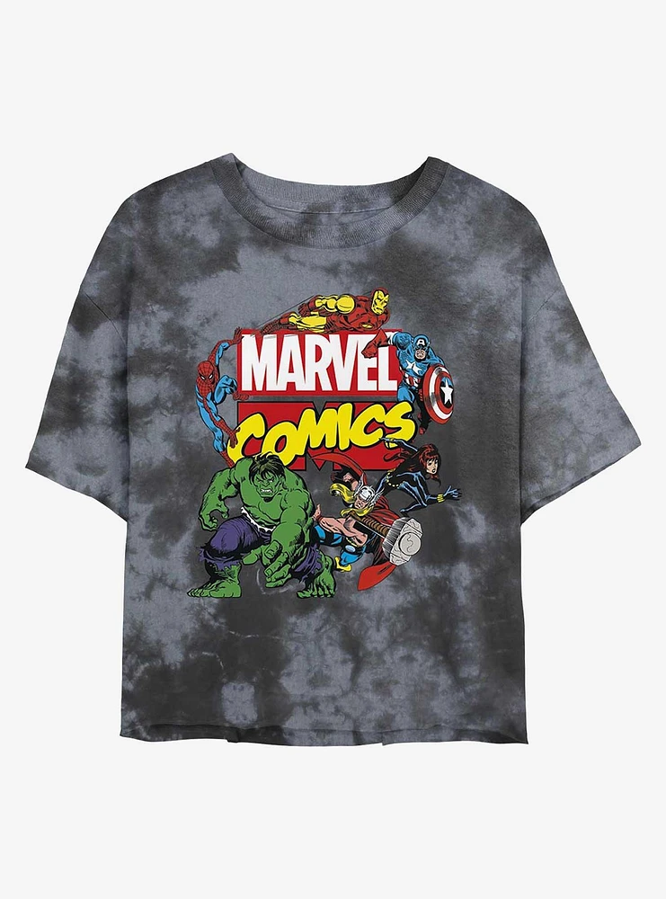 Marvel Avengers Classic Logo Tie-Dye Girls Crop T-Shirt