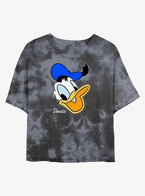 Disney Donald Duck Big Face Tie-Dye Girls Crop T-Shirt