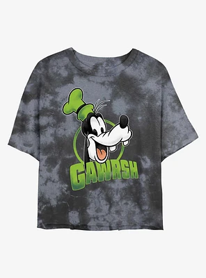 Disney Goofy Gawrsh Tie-Dye Girls Crop T-Shirt