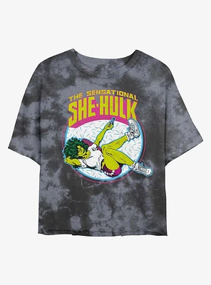 Marvel Hulk Sensational She-Hulk Tie-Dye Girls Crop T-Shirt