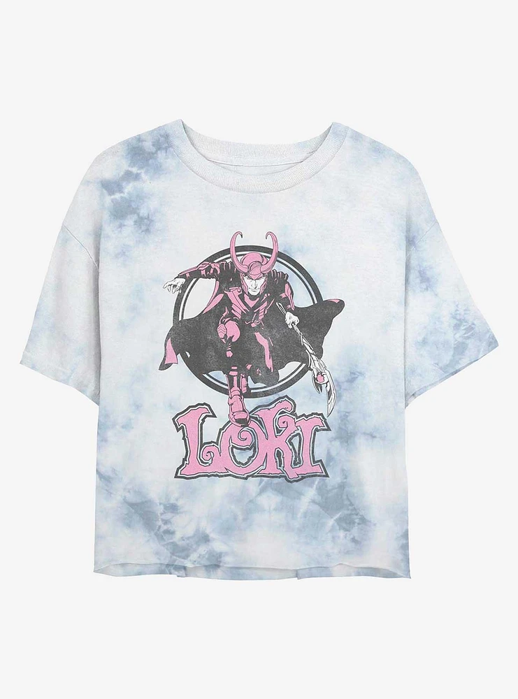 Marvel Loki Pretty Pink Tie-Dye Girls Crop T-Shirt