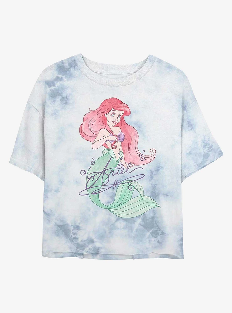 Disney The Little Mermaid Signed Ariel Tie-Dye Girls Crop T-Shirt