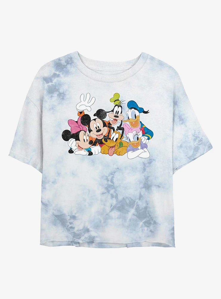 Disney Mickey Mouse & Friends Smiling Tie-Dye Girls Crop T-Shirt