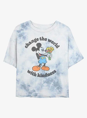 Disney Mickey Mouse Kindness Tie-Dye Girls Crop T-Shirt