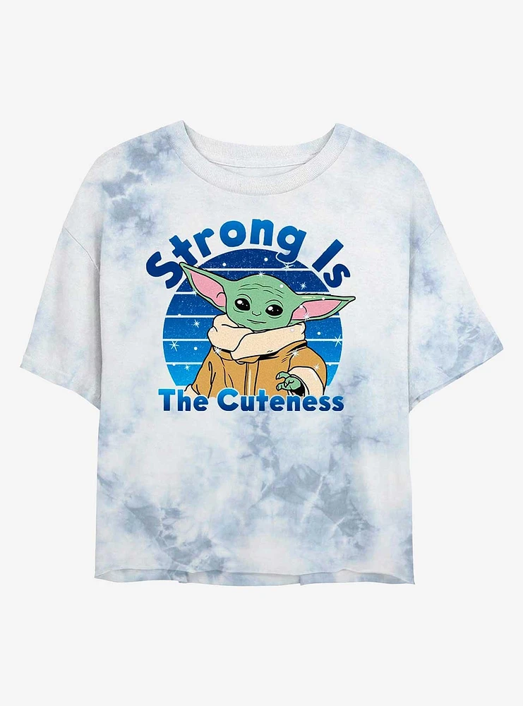 Star Wars The Mandalorian Grogu Strong Is Cuteness Tie-Dye Girls Crop T-Shirt