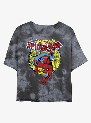 Marvel Spider-Man Urban Hero Tie-Dye Girls Crop T-Shirt