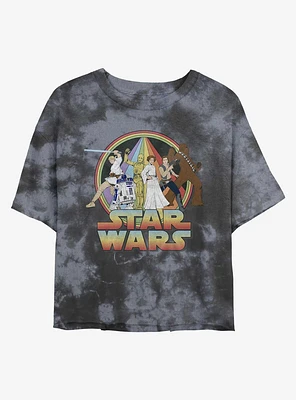 Star Wars Psychedelic Heroes Tie-Dye Girls Crop T-Shirt