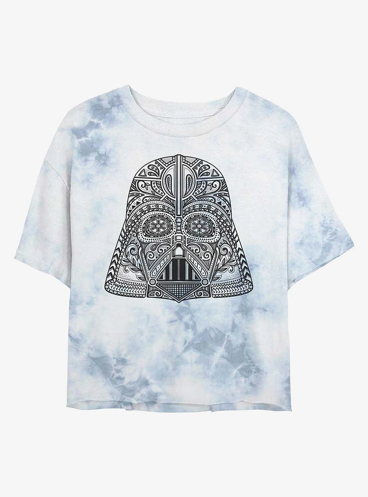 Star Wars Vader Helmet Tie-Dye Girls Crop T-Shirt