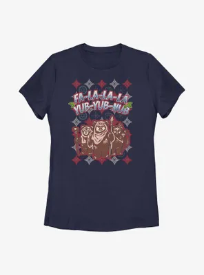 Star Wars Ewok Holiday Festivities Womens T-Shirt