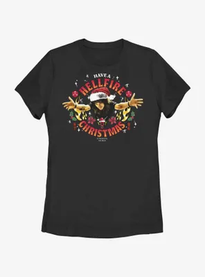 Stranger Things Hellfire Christmas Santa Eddie Womens T-Shirt