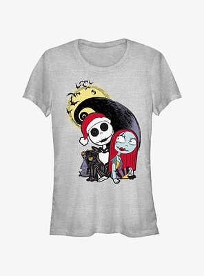 Disney The Nightmare Before Christmas Santa Jack and Sally Girls T-Shirt