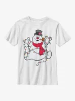 Frosty The Snowman Tangled Christmas Lights Youth T-Shirt