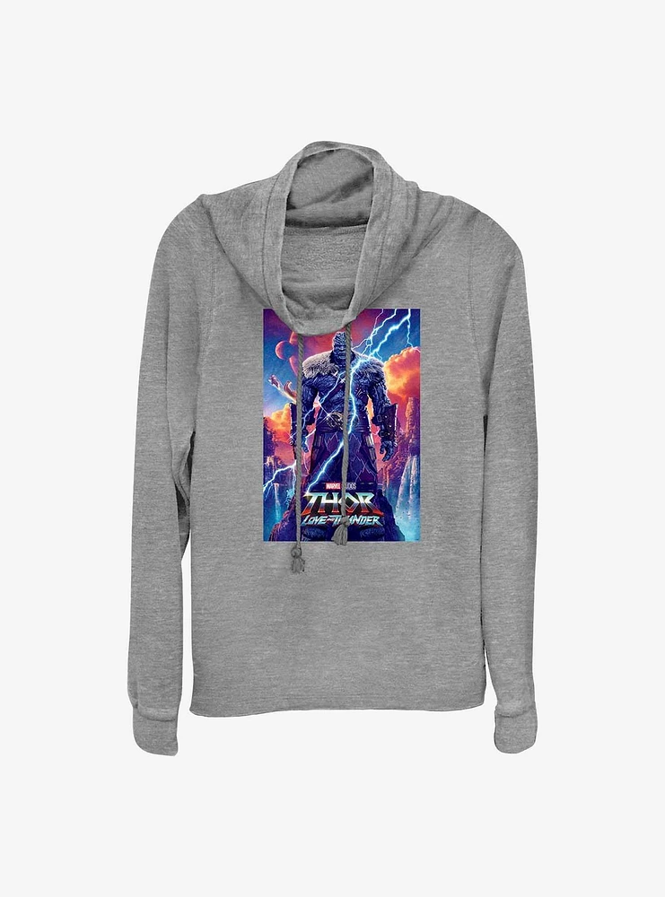 Marvel Thor: Love and Thunder Korg Movie Poster Cowl Neck Long-Sleeve Top
