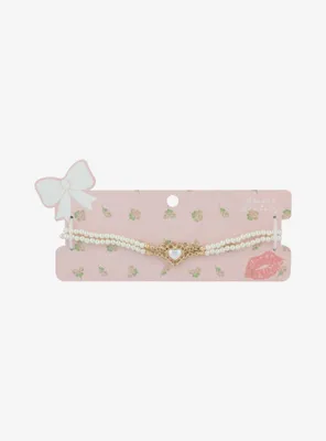 Sweet Society Heart Pearl Choker