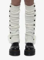 White Button Lace Leg Warmers