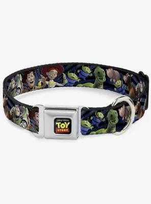 Disney Pixar Toy Story Characters Running 2 Denim Rays Seatbelt Buckle Pet Collar