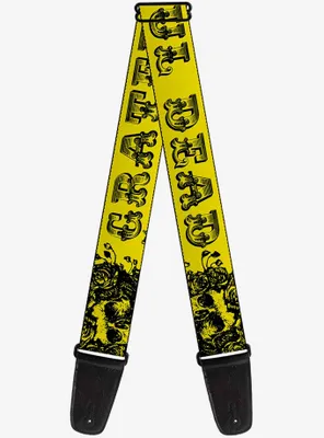 Grateful Dead Skull Roses Yellow Guitar Strap