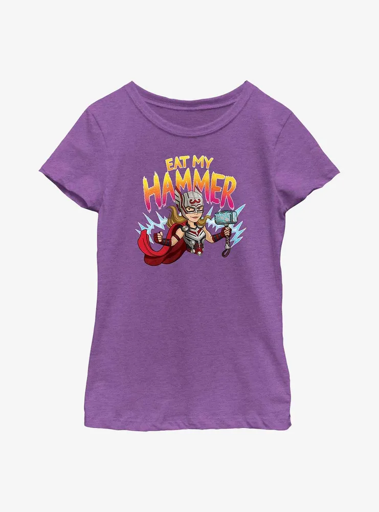 Marvel Thor: Love and Thunder Mighty Thor Eat My Hammer Youth Girls T-Shirt