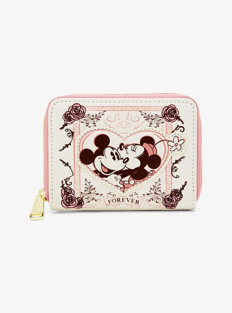 Loungefly Disney Mickey & Minnie Mouse Forever Floral Small Zip Wallet - BoxLunch Exclusive
