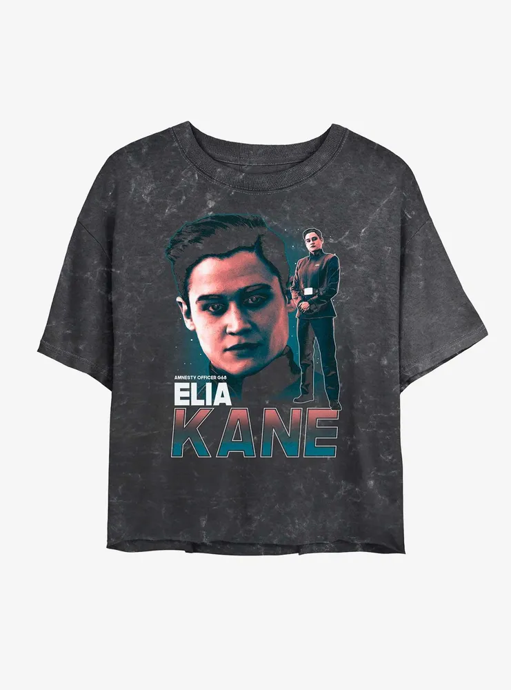 Star Wars The Mandalorian Amnesty Officer Elia Kane Mineral Wash Womens Crop T-Shirt