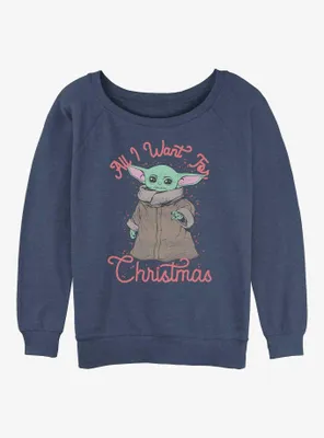 Star Wars The Mandalorian Christmas Child Womens Slouchy Sweatshirt