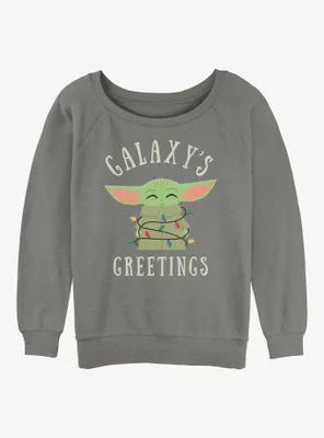 Star Wars The Mandalorian Christmas Lights Womens Slouchy Sweatshirt