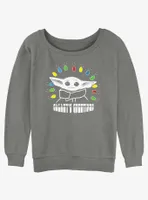 Star Wars The Mandalorian Child of Christmas Lights Womens Slouchy Sweatshirt