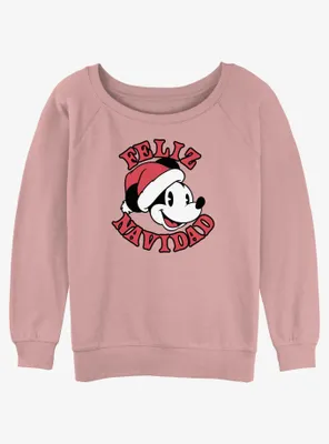 Disney Mickey Mouse Merry Christmas Spanish Womens Slouchy Sweatshirt