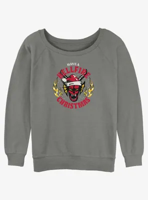 Stranger Things Hellfire Christmas Womens Slouchy Sweatshirt