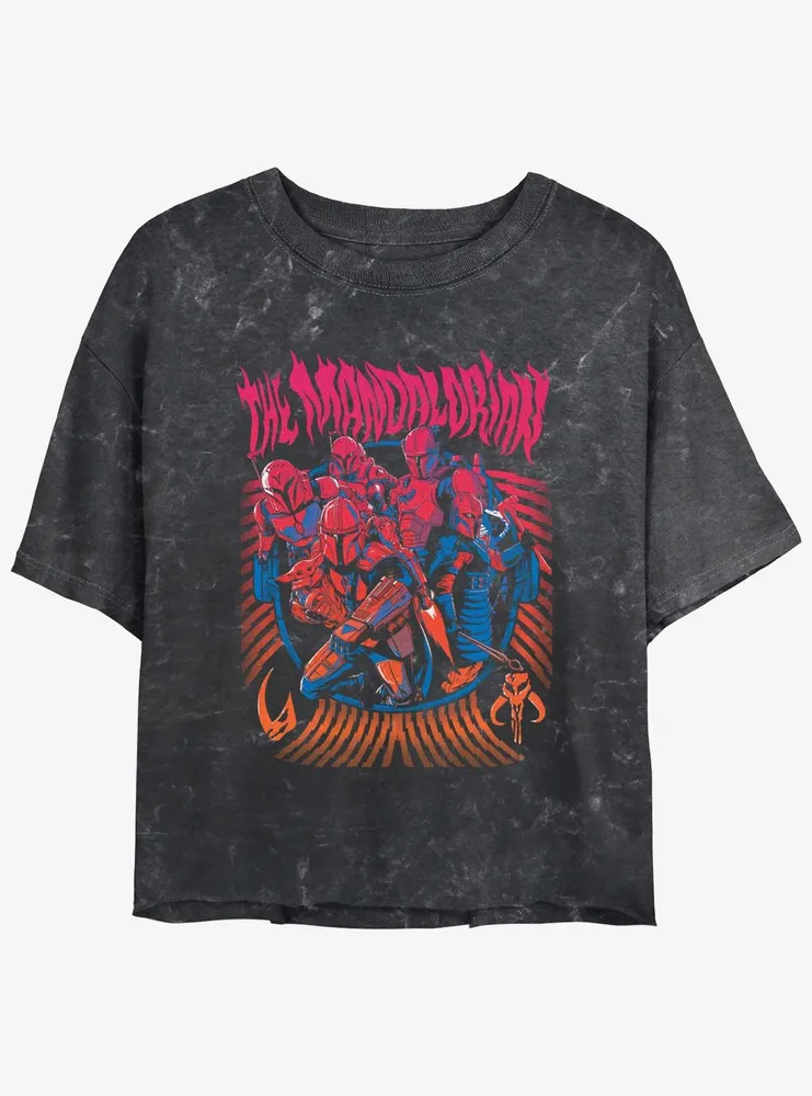 Star Wars The Mandalorian Banded Clans Mudhorn & Keldau Mineral Wash Womens Crop T-Shirt