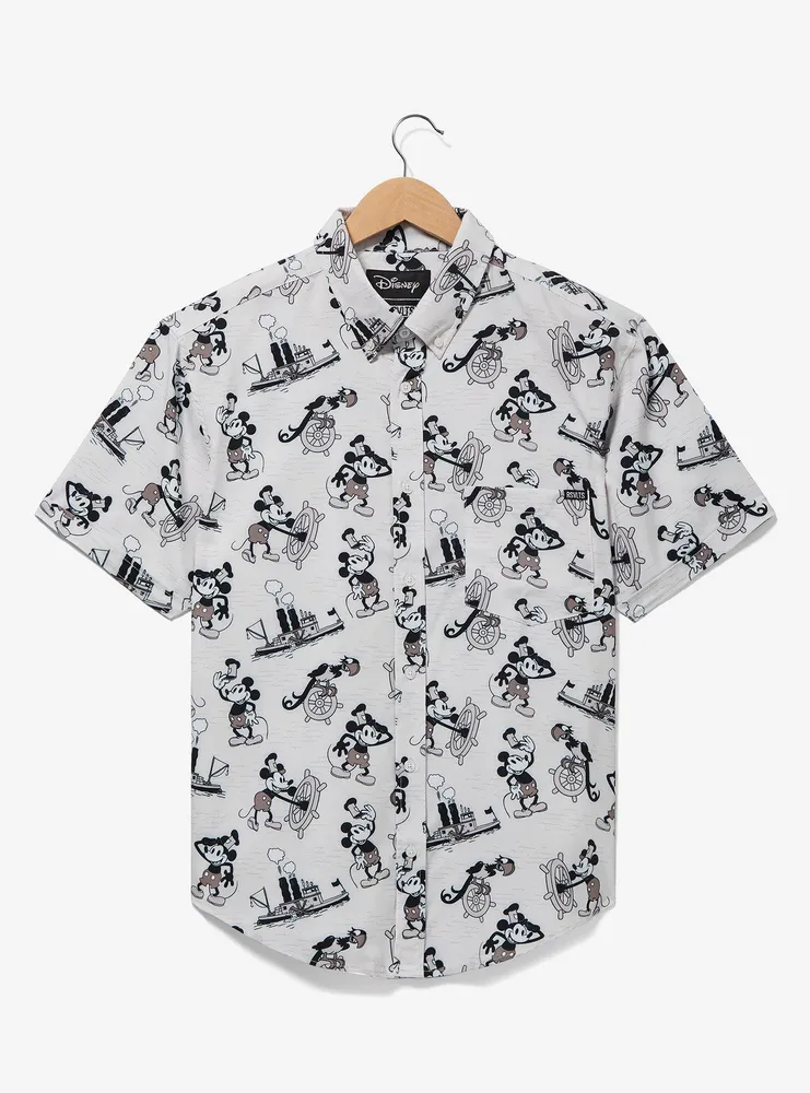 RSVLTS Disney Mickey Mouse Steamboat Willie Allover Print Woven Button-Up Top - BoxLunch Exclusive