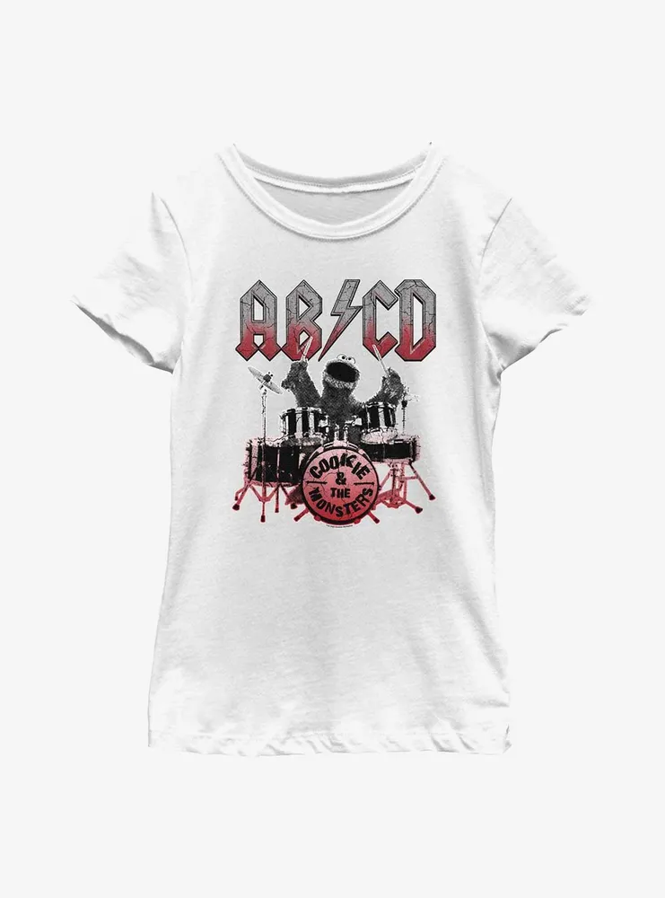 Sesame Street Cookie Monster Rock Drummer Youth Girls T-Shirt