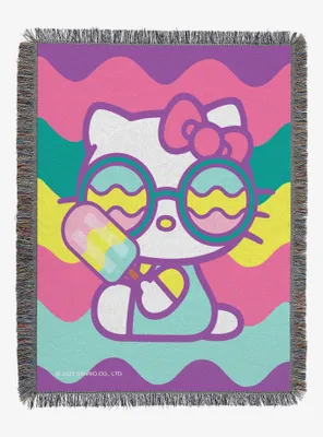 Hello Kitty Cool Kitty Woven Tapestry Throw Blanket